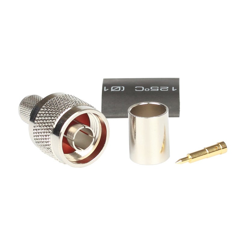Riotaxy Pack of 10 N Male Plug Crimp Connector 50 ohm for LMR400 Belden 9913 RG8 Nickel Machined Brass Construction (10 Piece N Male for lmr400) - Image 2